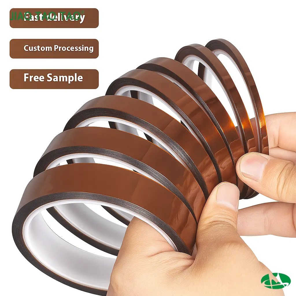 Single sided polyimide tape with OEM slitting, die-cut converting, and bulk supply service.